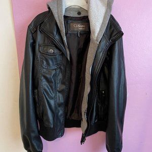 Ci Sono Pleather Jacket with detachable hood